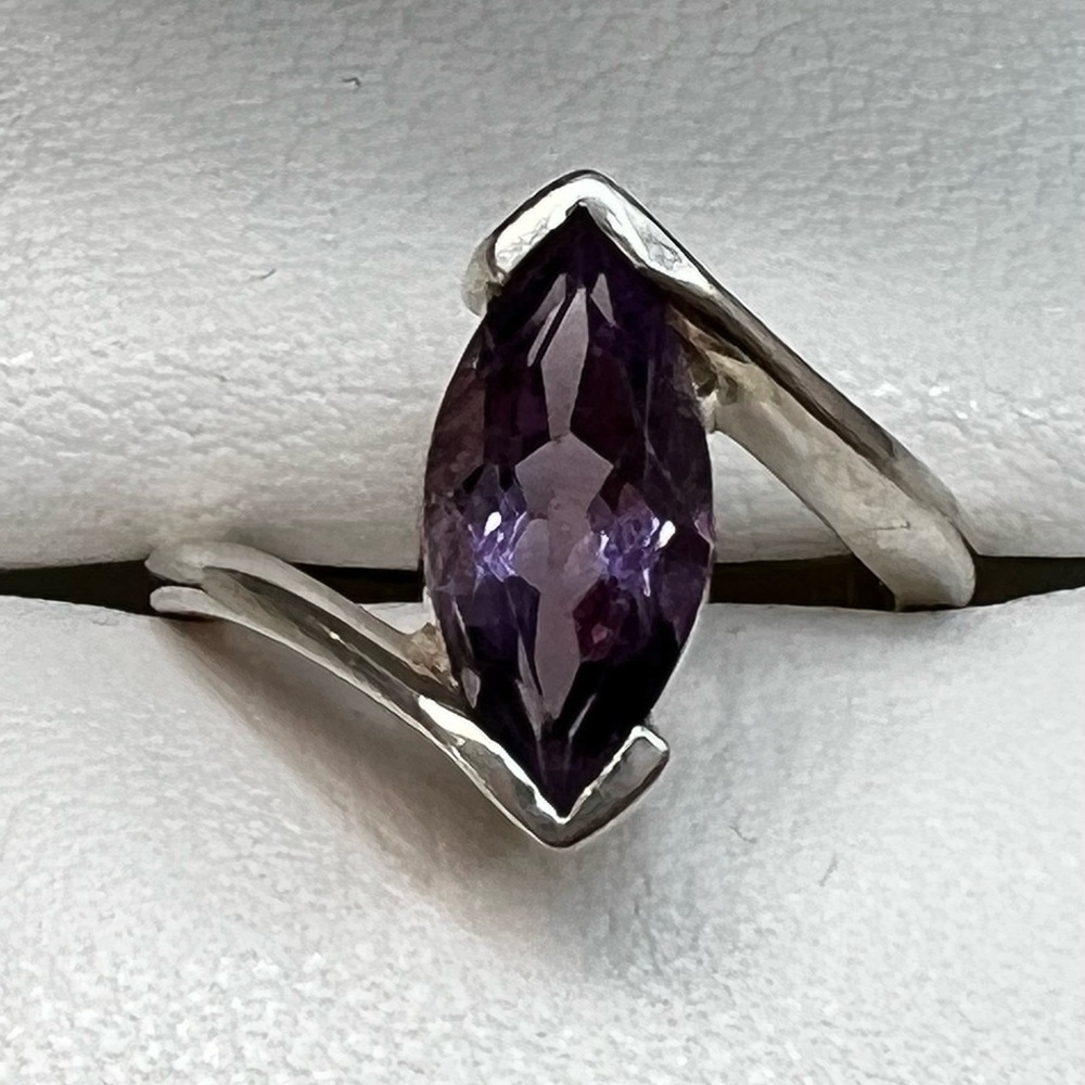 Amethyst 3 Carat Marquise Cut Sterling Silver Ring